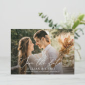 トレンディースクリプト写真の結婚式を保存する日付カード 招待状 (スタンド正面)