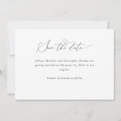 トレンディースクリプト写真の結婚式を保存する日付カード 招待状 (裏面)