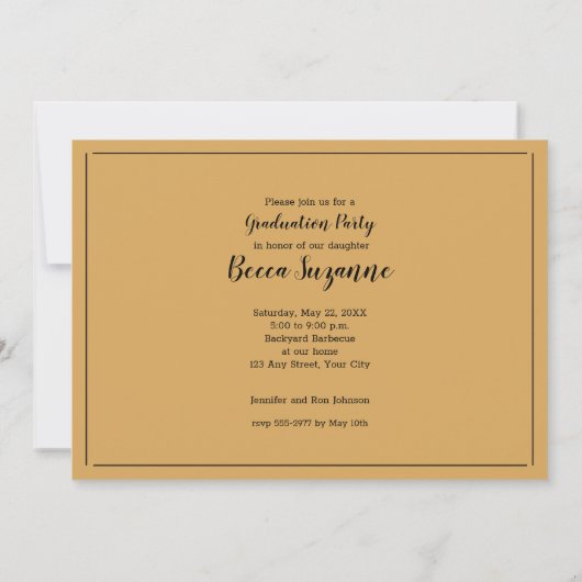 トレンディースクリプト写真卒業パーティー招待状 招待状 (裏面)