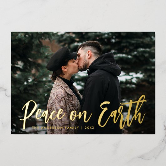 トレンディースクリプト平和オン・アース写真 箔シーズンカード (正面)