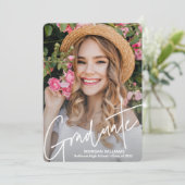 トレンディースクリプト文字、大学院Add Pic卒業 案内状 (スタンド正面)