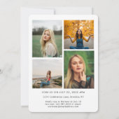 トレンディースクリプト白黒フォトコラージュ卒業 案内状 (裏面)