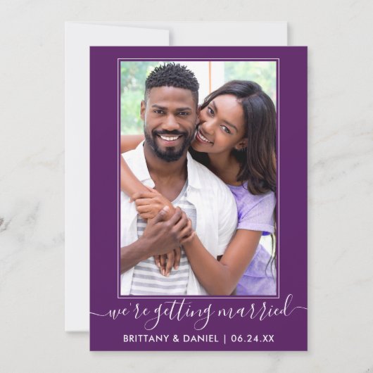 トレンディースクリプト結婚パープル セーブザデート (正面)