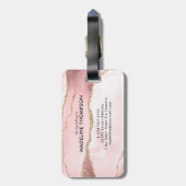 トレンディースクリプト赤面ピンクアゲイト金ゴールドモノグラム ラゲッジタグ (裏面縦)