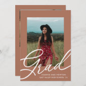 トレンディースクリプト2枚の写真の卒業 招待状 (正面/裏面)