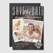 トレンディースクリプト3モダン写真QRコード日付の保存 マグネット招待状 (正面/裏面)