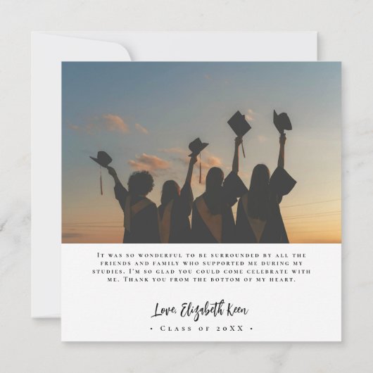 トレンディースクリプト | 4写真の卒業 サンキューカード (裏面)