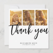トレンディースクリプト | 4写真の卒業 サンキューカード (正面)