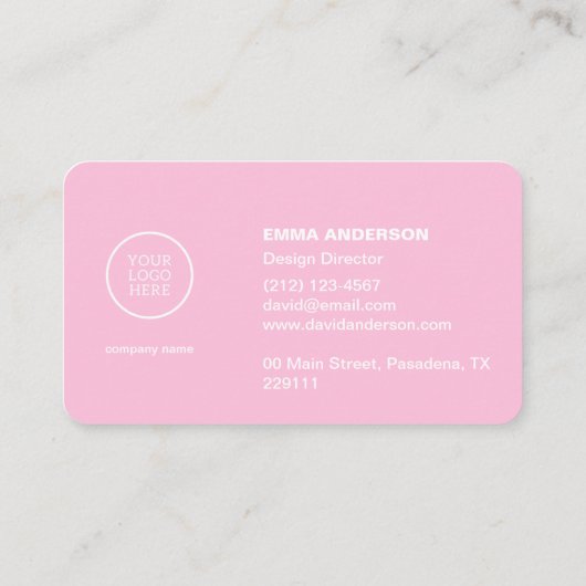 トレンディースクリプモダントピンクミニマルはっきりしたリスト 名刺 (裏面)