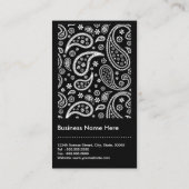 トレンディースタイリスト – 白黒ペイズリーパターン 名刺 (裏面)