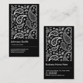 トレンディースタイリスト – 白黒ペイズリーパターン 名刺 (正面/裏面)