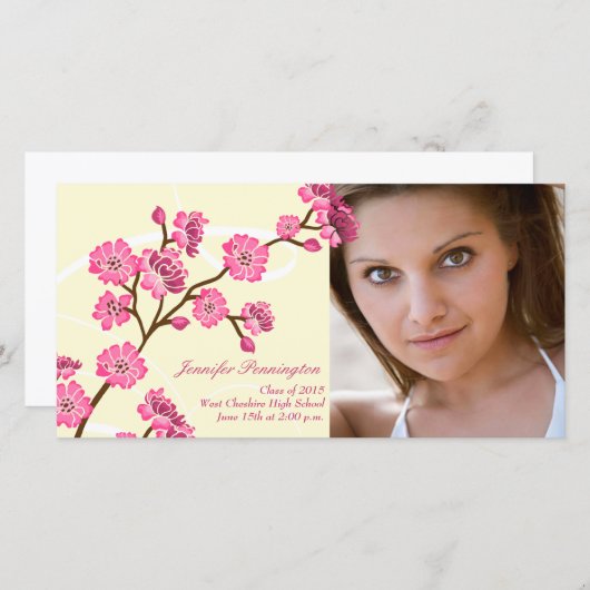 トレンディースタイリッシュさくらんぼ開花フォトカード 案内状 (正面/裏面)