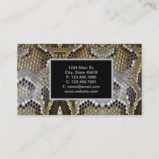 トレンディースタイリッシュアニマルプリントスネークスキンファッション 名刺 (裏面)