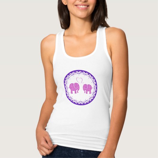 トレンディースタイリッシュガーリーおもしろいゾウ タンクトップ (正面)