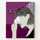 トレンディースタイリッシュガールシックパープルコラージュラブハート ノートブック (裏面)