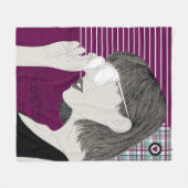 トレンディースタイリッシュガールシックパープルコラージュラブハート フリースブランケット (正面(横))