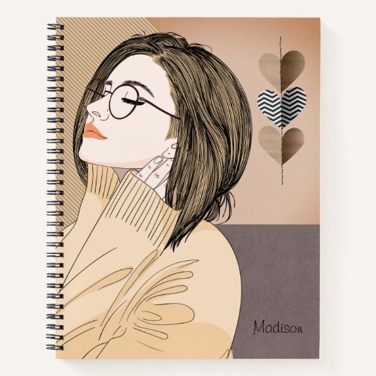 トレンディースタイリッシュガールシックラブハート ノートブック (正面)