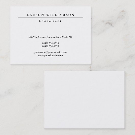 トレンディースタイリッシュクラシックホワイトプロフェッショナル 名刺 (正面/裏面)