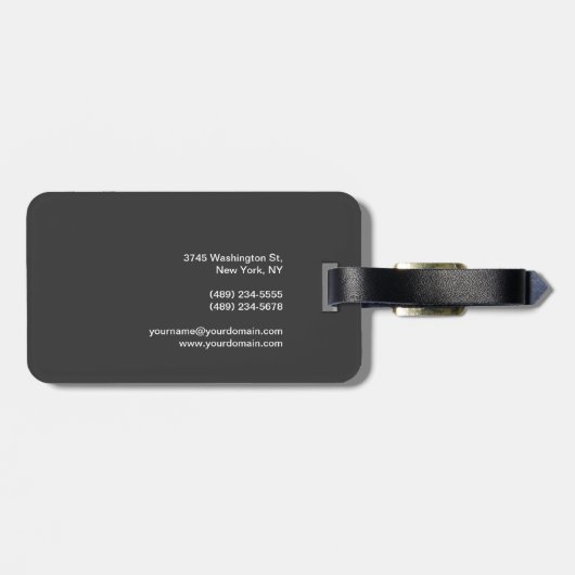 トレンディースタイリッシュグレイモダンプレーンミニマル ラゲッジタグ (裏面横)