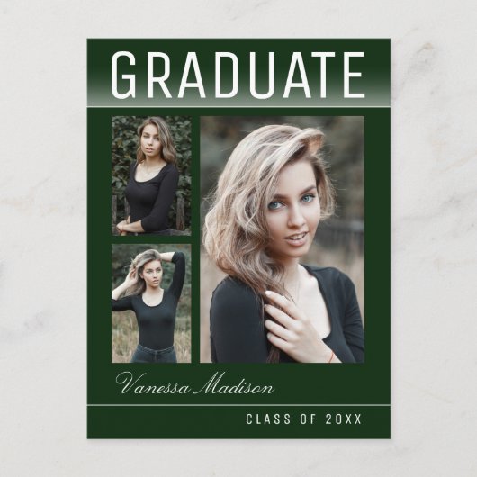 トレンディースタイリッシュシック3フォトグリーン卒業 ポストカード (正面)