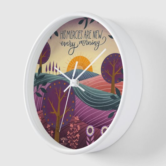 トレンディースタイリッシュズメルシーズ引用文パープルランドスケープ 壁時計 (傾斜)