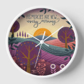 トレンディースタイリッシュズメルシーズ引用文パープルランドスケープ 壁時計 (正面)