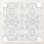 トレンディースタイリッシュターコイズ金ゴールド銀深いブルー ガラスコースター (裏面)