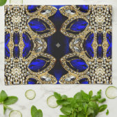 トレンディースタイリッシュターコイズ金ゴールド銀深いブルー キッチンタオル (折り畳み)