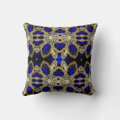 トレンディースタイリッシュターコイズ金ゴールド銀深いブルー クッション (裏面)