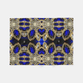 トレンディースタイリッシュターコイズ金ゴールド銀深いブルー フリースブランケット (正面(横))