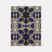 トレンディースタイリッシュターコイズ金ゴールド銀深いブルー フリースブランケット (正面)