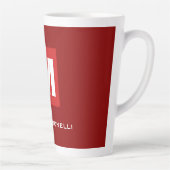 トレンディースタイリッシュダークレッド白モノグラムあなたの名前 カフェラテマグ (右)