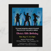 トレンディースタイリッシュティーンディスコダンスバースデーパーティー 招待状 (正面/裏面)