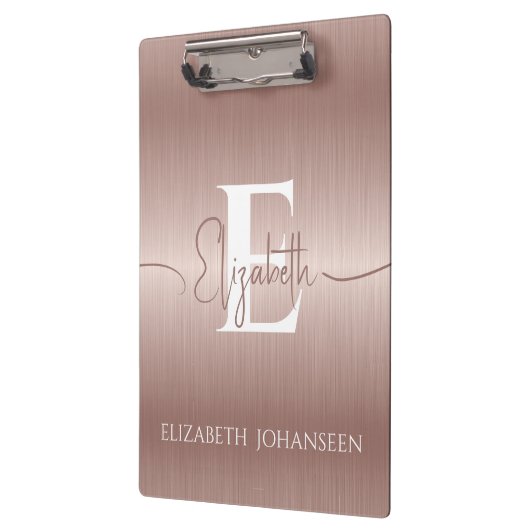 トレンディースタイリッシュバラ金ゴールドブラッシュドモノグラムのメタル クリップボード (左)