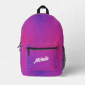 トレンディースタイリッシュパープルピンク新学期 プリントバックパック (正面)