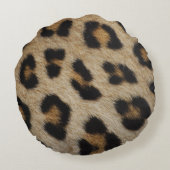 トレンディースタイリッシュヒョウ毛プリント動物のパターン ラウンドクッション (裏面)