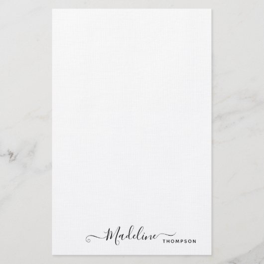 トレンディースタイリッシュブラックスクリプトタイポグラフィ文房具 便箋 (正面)