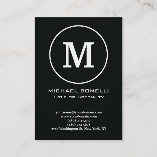 トレンディースタイリッシュブラックスタンプモノグラムクラシカル 名刺 (正面)