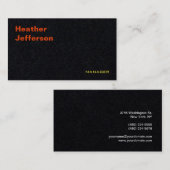 トレンディースタイリッシュブラック平モダン純ミニマル 名刺 (正面/裏面)