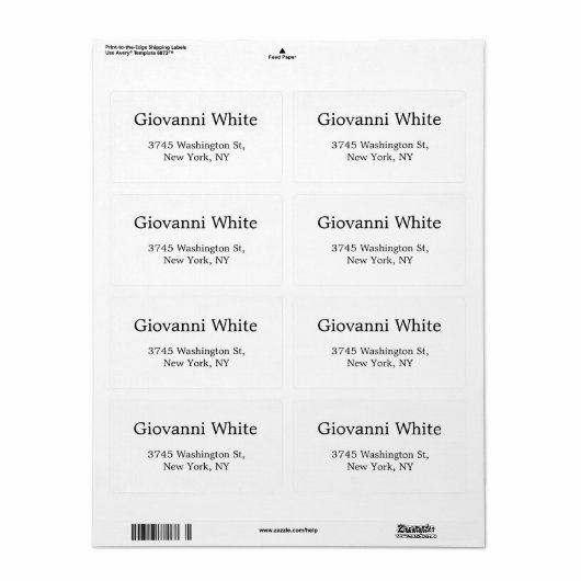 トレンディースタイリッシュブラック&ホワイトプレーンエレガントモダン ラベル (フルシート)