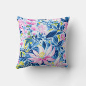 トレンディースタイリッシュブルーピンクリリーフローラルパターン クッション (裏面)