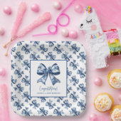 トレンディースタイリッシュブルーフローラボウズ卒業パーティー ペーパープレート (パーティー)