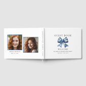 トレンディースタイリッシュブルーボウ2写真卒業パーティー ゲストブック (全面)