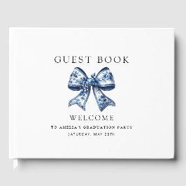 トレンディースタイリッシュブルーボウ2写真卒業パーティー ゲストブック