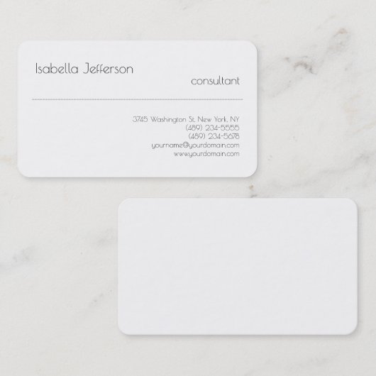 トレンディースタイリッシュプレーンクリエイティブモダンホワイト 名刺 (正面/裏面)