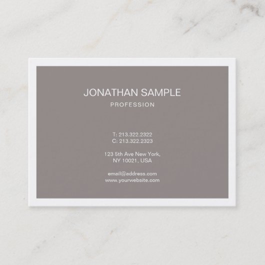 トレンディースタイリッシュミニマルデザインブラウンプレーン 名刺 (正面)