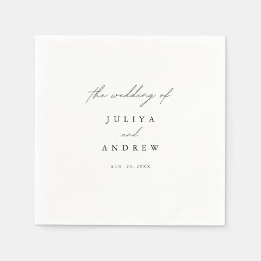 トレンディースタイリッシュミニマル結婚リストスクリプト スタンダードカクテルナプキン (正面)