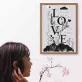 トレンディースタイリッシュモノクモダンロ引用文ラブアート ポスター