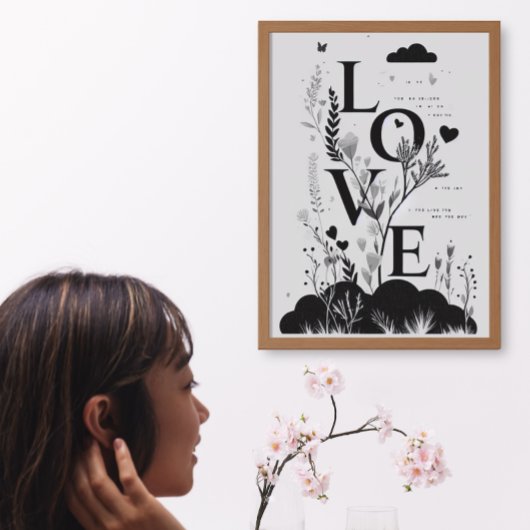 トレンディースタイリッシュモノクモダンロ引用文ラブアート ポスター