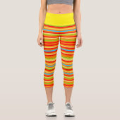 トレンディースタイリッシュレインボーストライプズ カプリレギンス (正面)